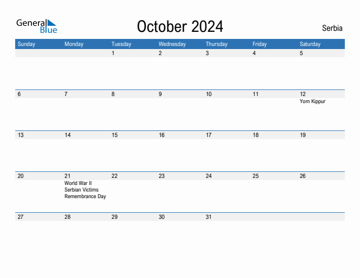 Fillable October 2024 Calendar