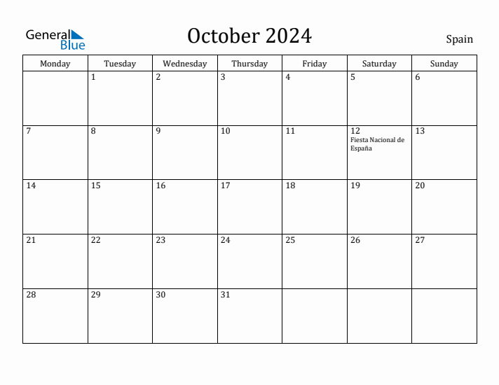 October 2024 Calendar Spain