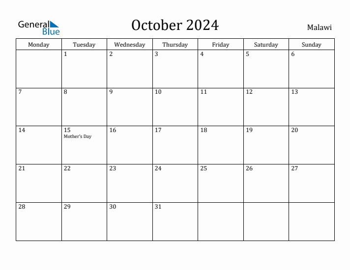 October 2024 Calendar Malawi