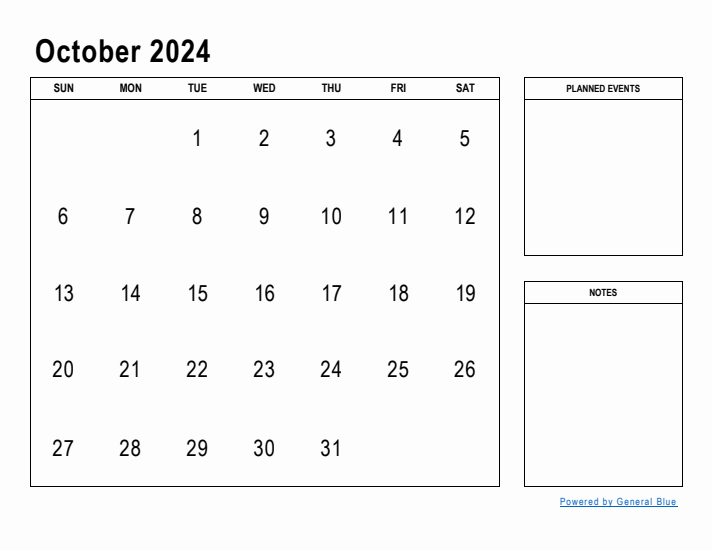 October 2024 Calendar Planner