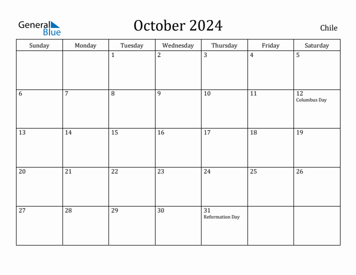 October 2024 Calendar Chile