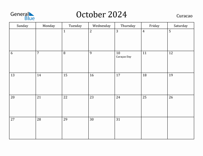 October 2024 Calendar Curacao