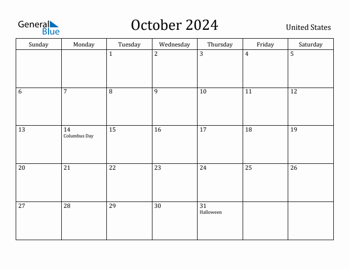 October 2024 Calendar United States