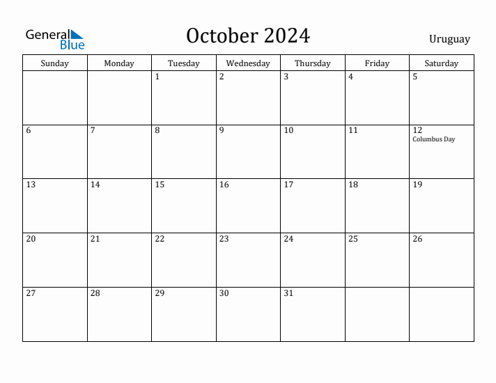 October 2024 Calendar Uruguay