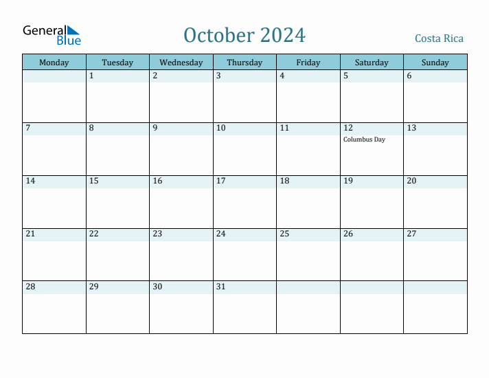 October 2024 Calendar with Holidays