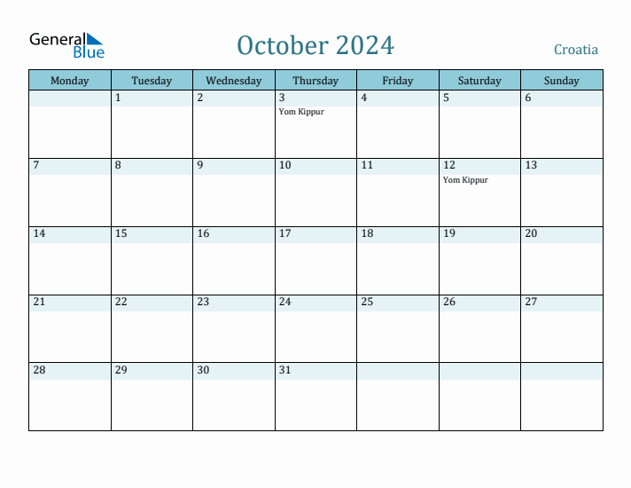 October 2024 Calendar with Holidays