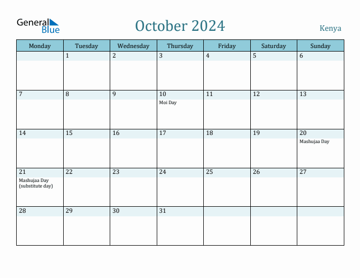 October 2024 Calendar with Holidays