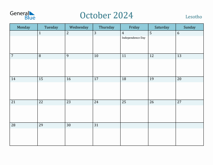 October 2024 Calendar with Holidays