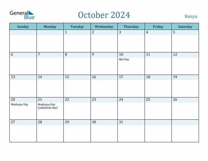 October 2024 Calendar with Holidays