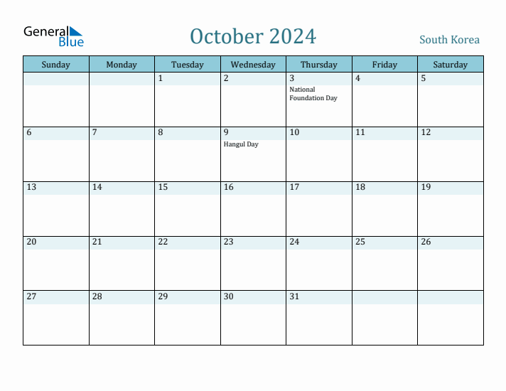 October 2024 Calendar with Holidays