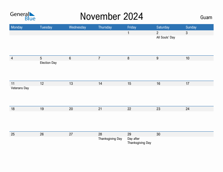 Fillable November 2024 Calendar