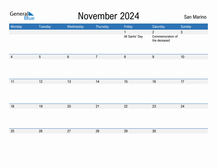 Fillable November 2024 Calendar