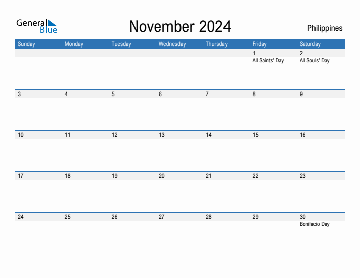 Fillable November 2024 Calendar