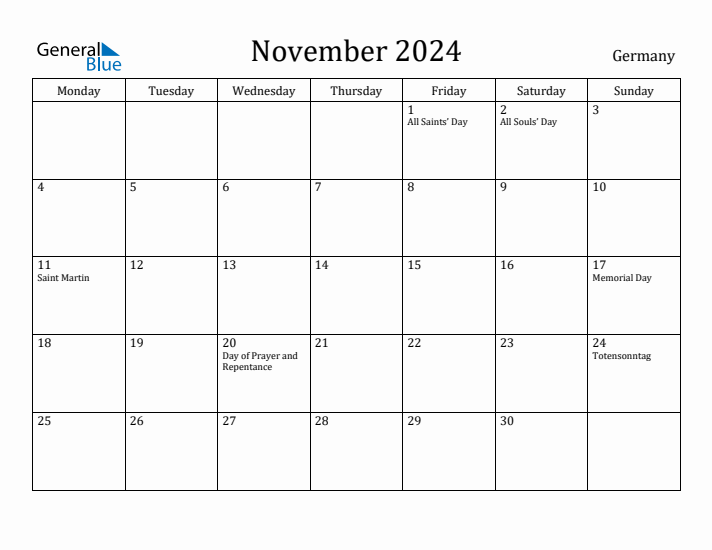 November 2024 Calendar Germany