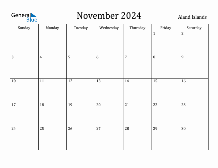 November 2024 Calendar Aland Islands