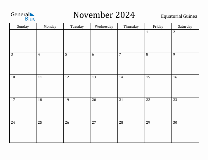 November 2024 Calendar Equatorial Guinea