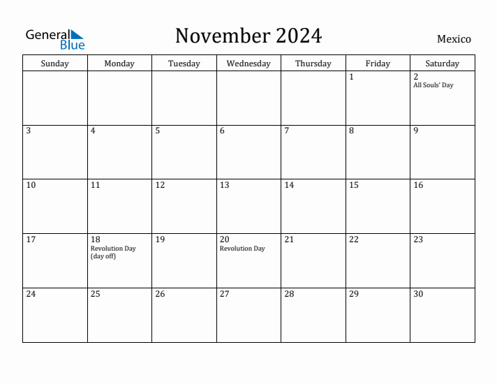 November 2024 Calendar Mexico