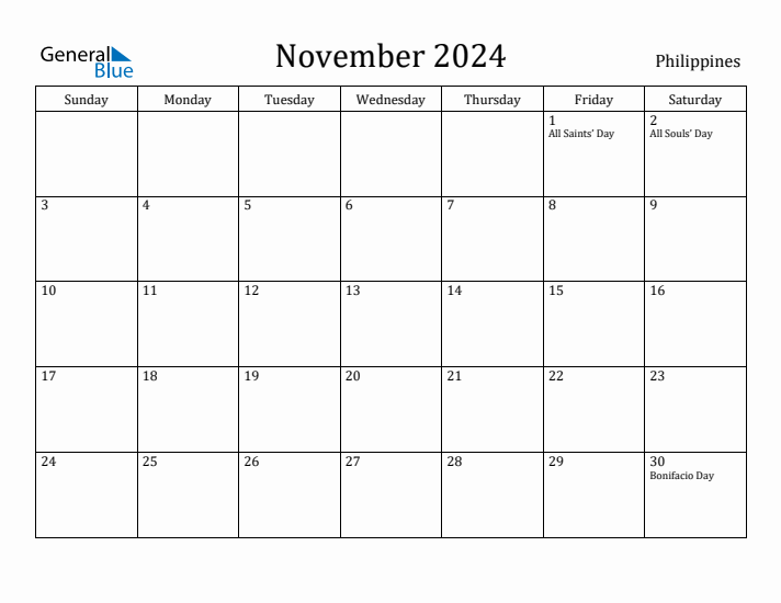 November 2024 Calendar Philippines