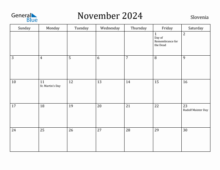 November 2024 Calendar Slovenia