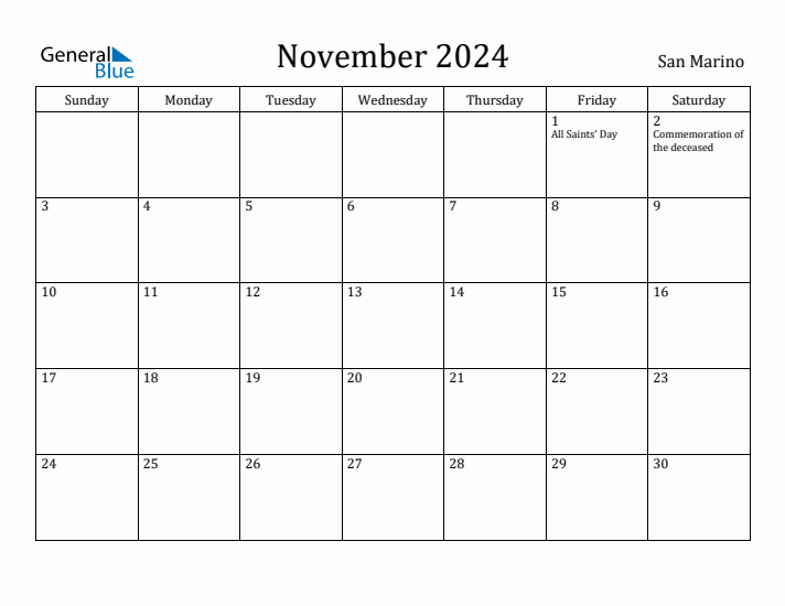 November 2024 Calendar San Marino