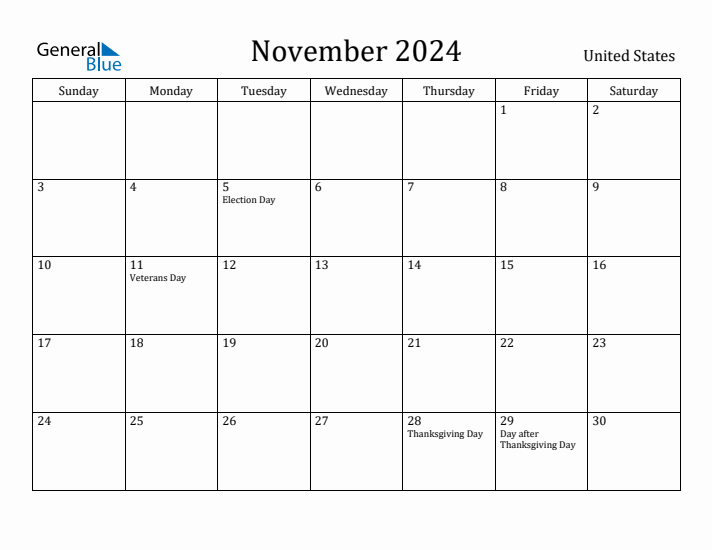 November 2024 Calendar United States