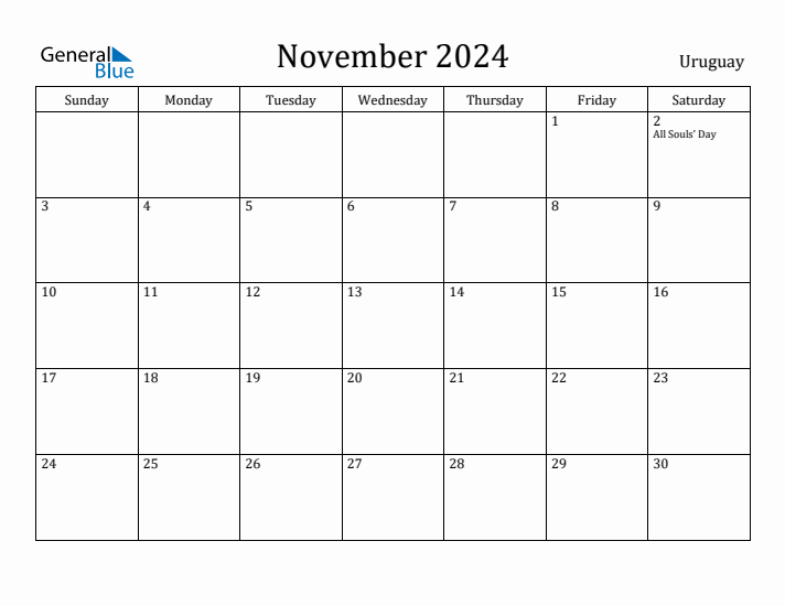 November 2024 Calendar Uruguay