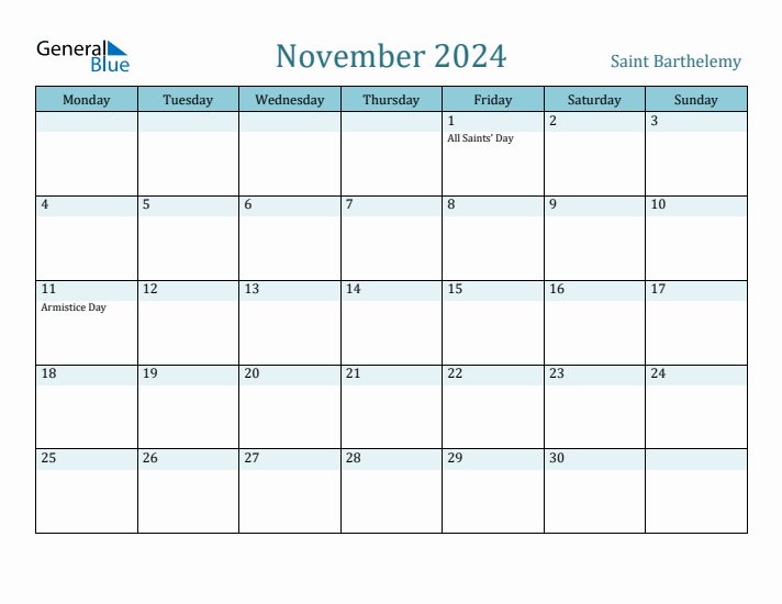 November 2024 Calendar with Holidays