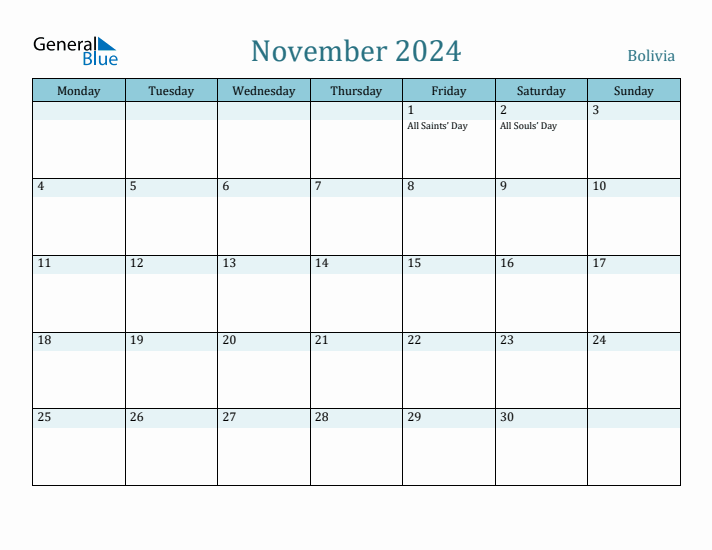 November 2024 Calendar with Holidays