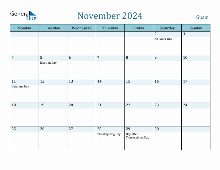 November 2024 Calendar with Holidays