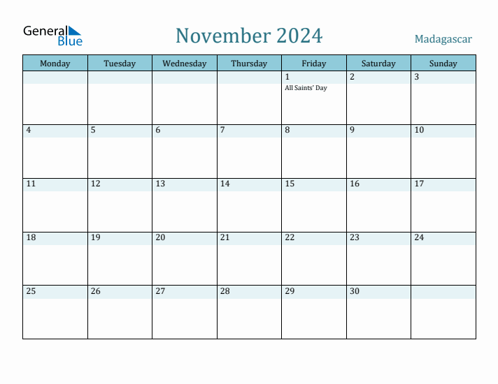 November 2024 Calendar with Holidays