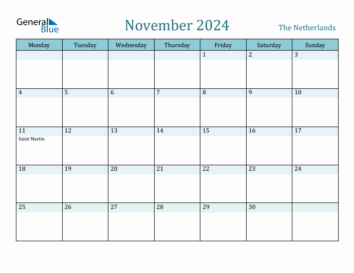 November 2024 Calendar with Holidays