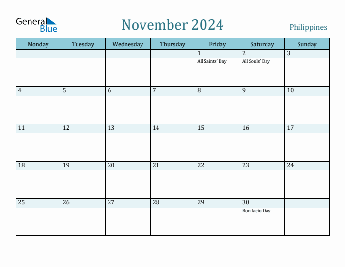 November 2024 Calendar with Holidays