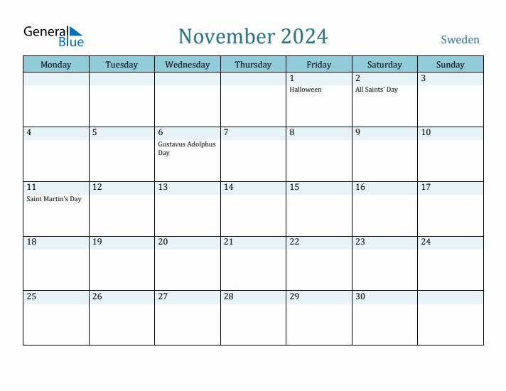 November 2024 Calendar with Holidays