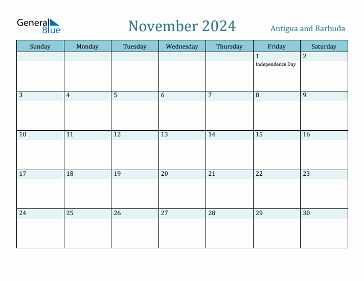 November 2024 Calendar with Holidays