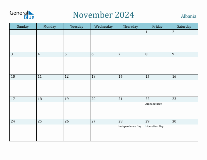 November 2024 Calendar with Holidays