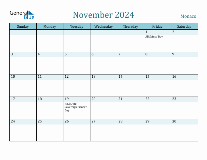 November 2024 Calendar with Holidays