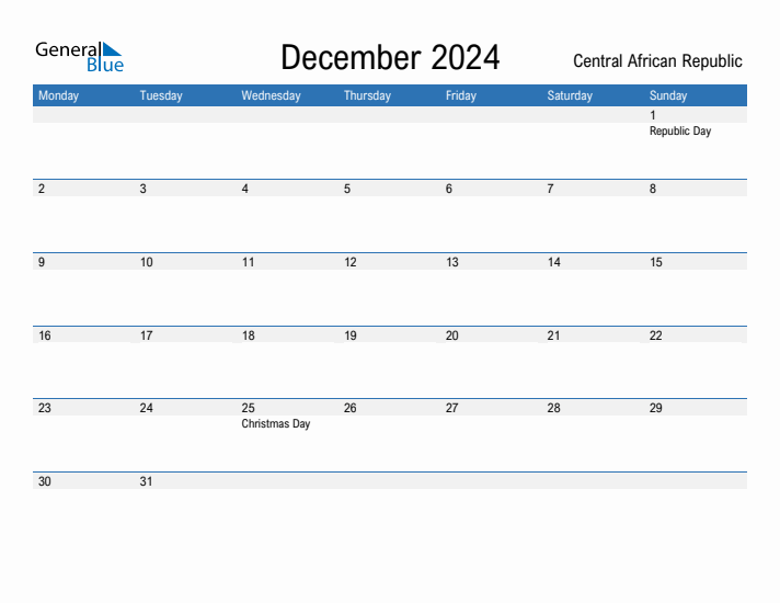 Fillable December 2024 Calendar