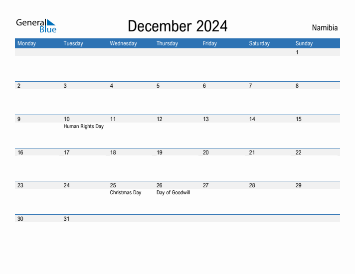 Fillable December 2024 Calendar