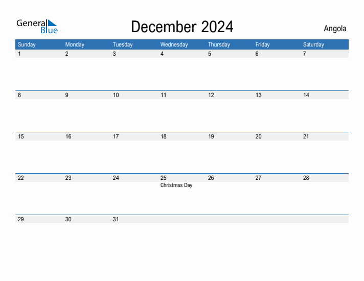 Fillable December 2024 Calendar