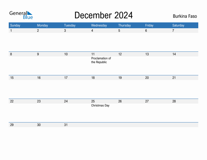 Fillable December 2024 Calendar