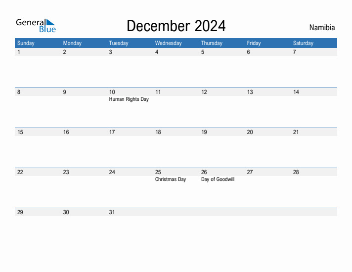 Fillable December 2024 Calendar