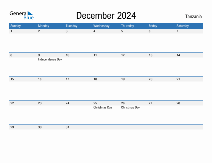 Fillable December 2024 Calendar