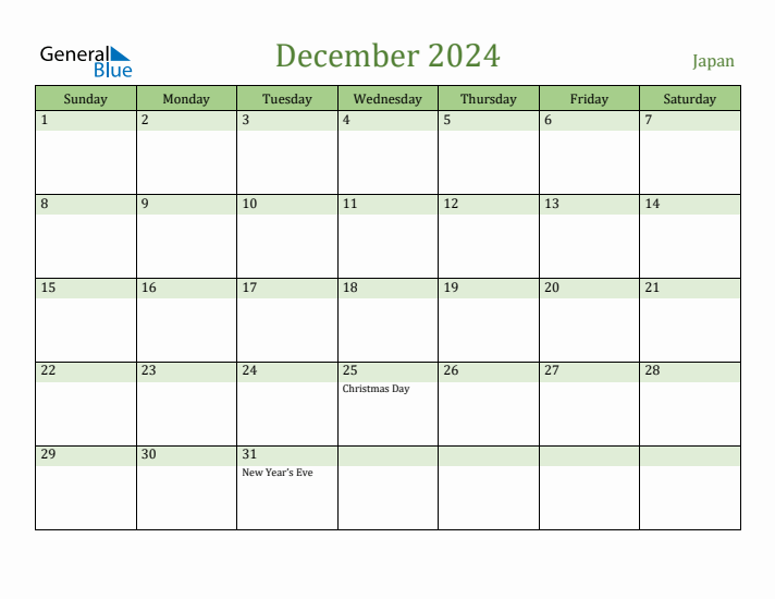 December 2024 Calendar with Japan Holidays