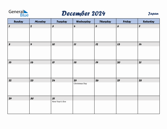 December 2024 Calendar with Holidays in Japan