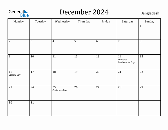 December 2024 Calendar Bangladesh