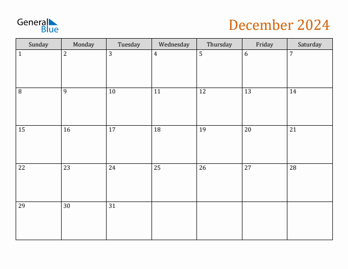 Editable December 2024 Calendar