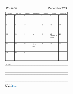 Current month calendar with Reunion holidays for December 2024