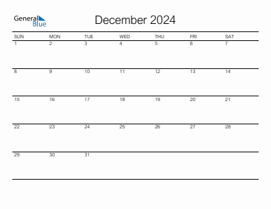 Last month calendar December 2024