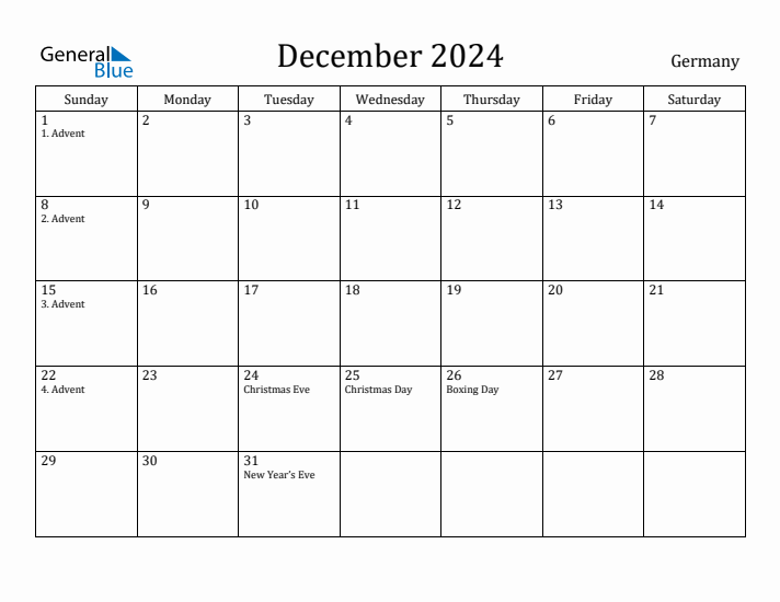 December 2024 Calendar Germany