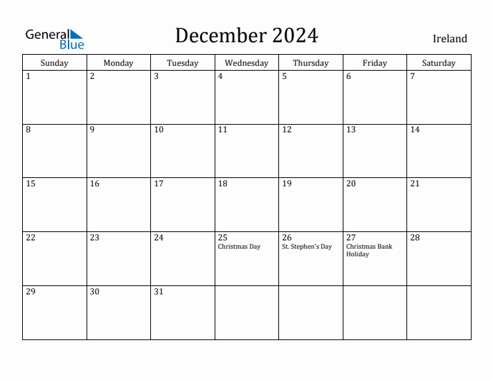 December 2024 Calendar Ireland